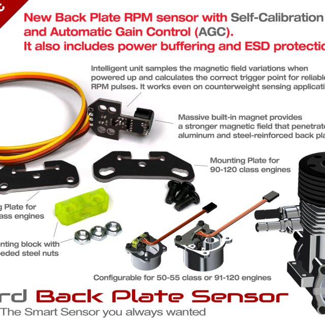XGuard Self-Calibrating V2 Backplate RPM Sensor with AGC, Static discharge ESD protection and sensor power buffering